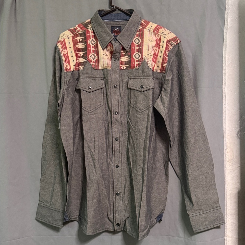 Moonshine Spirit Men’s LongSleeve Gray Snap On Shirt